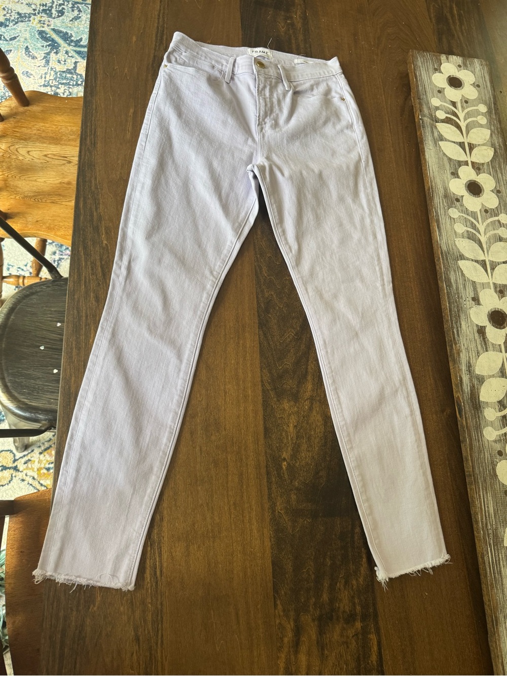 Frame Denim High-Rise Skinny Jeans in Light Lavender